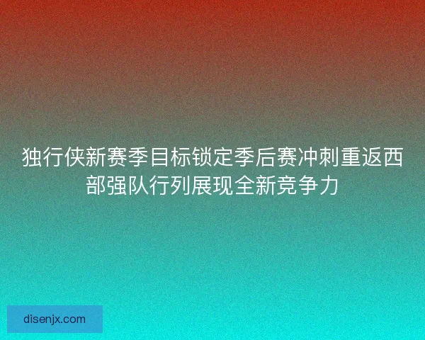 独行侠新赛季目标锁定季后赛冲刺重返西部强队行列展现全新竞争力
